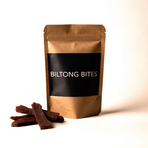 Kraft pouch of Biltong Bites air-dried beef dog treats